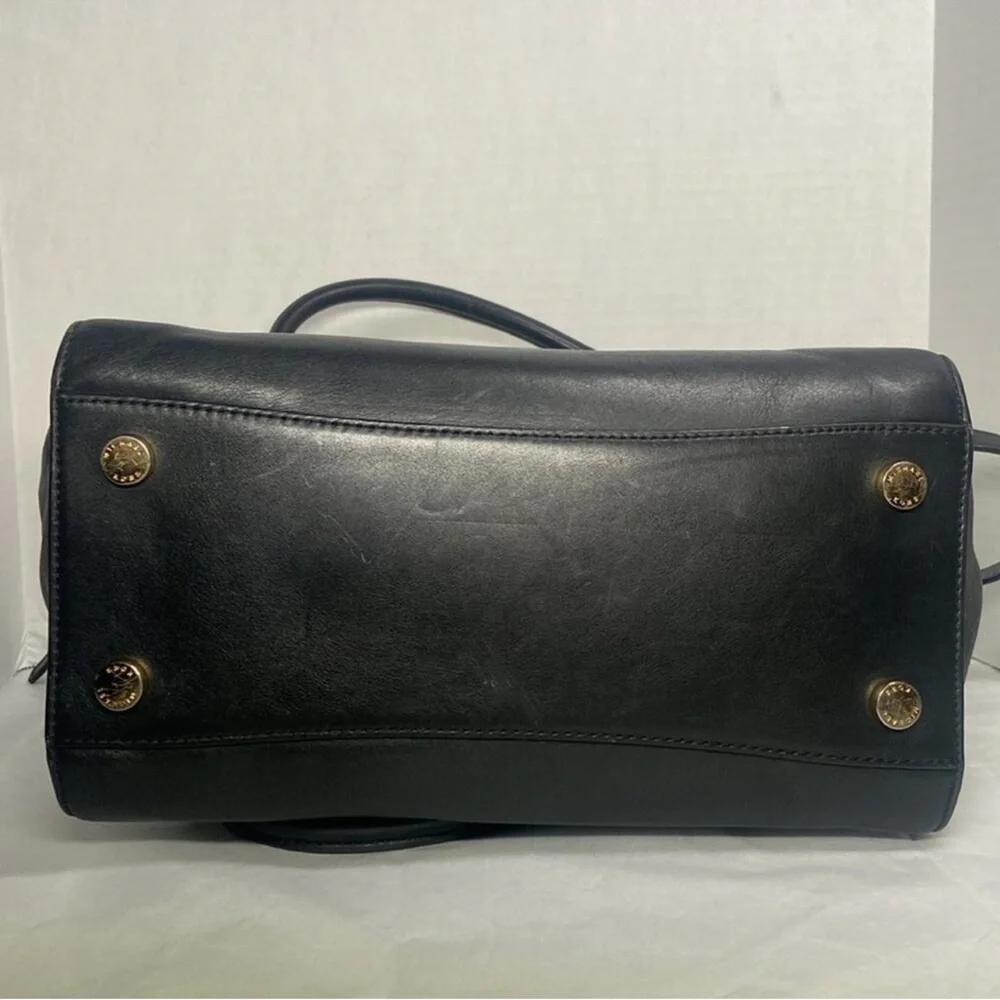 Michael Kors Black Leather Satchel with Gold Hardware